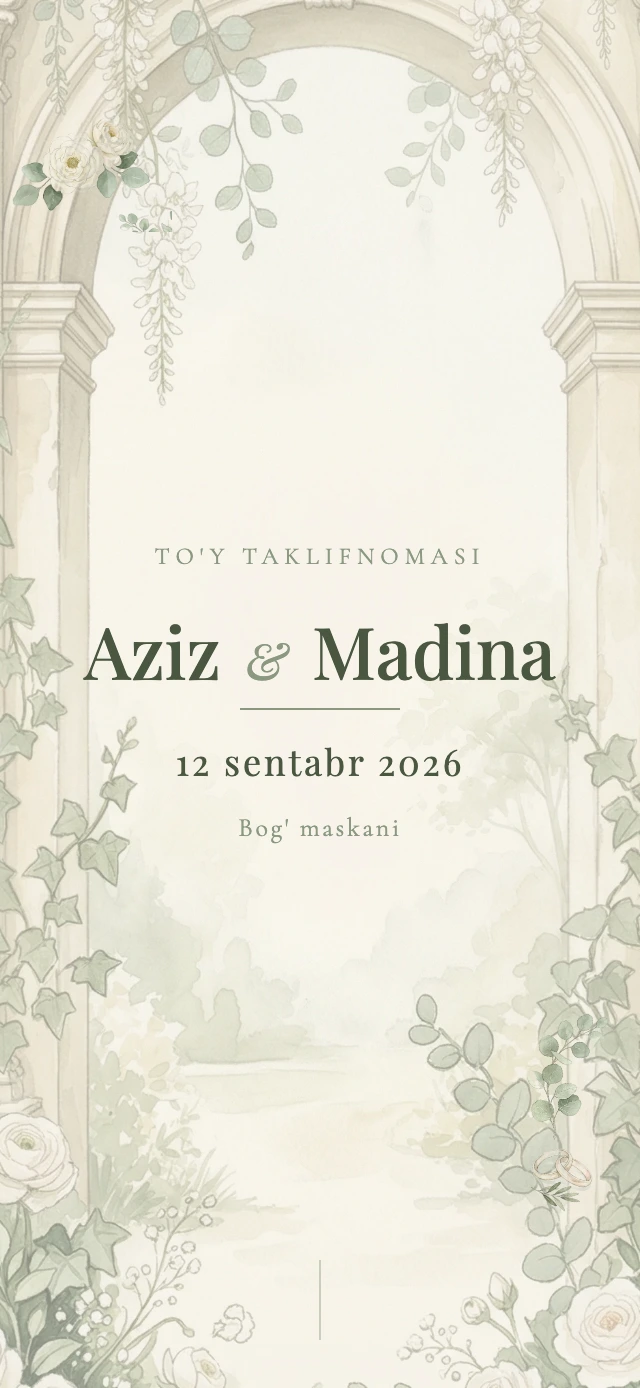 Antik bog' to'y sayti shabloni