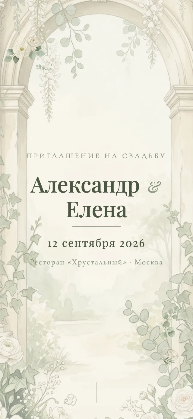 Шаблон свадебного сайта Античный сад