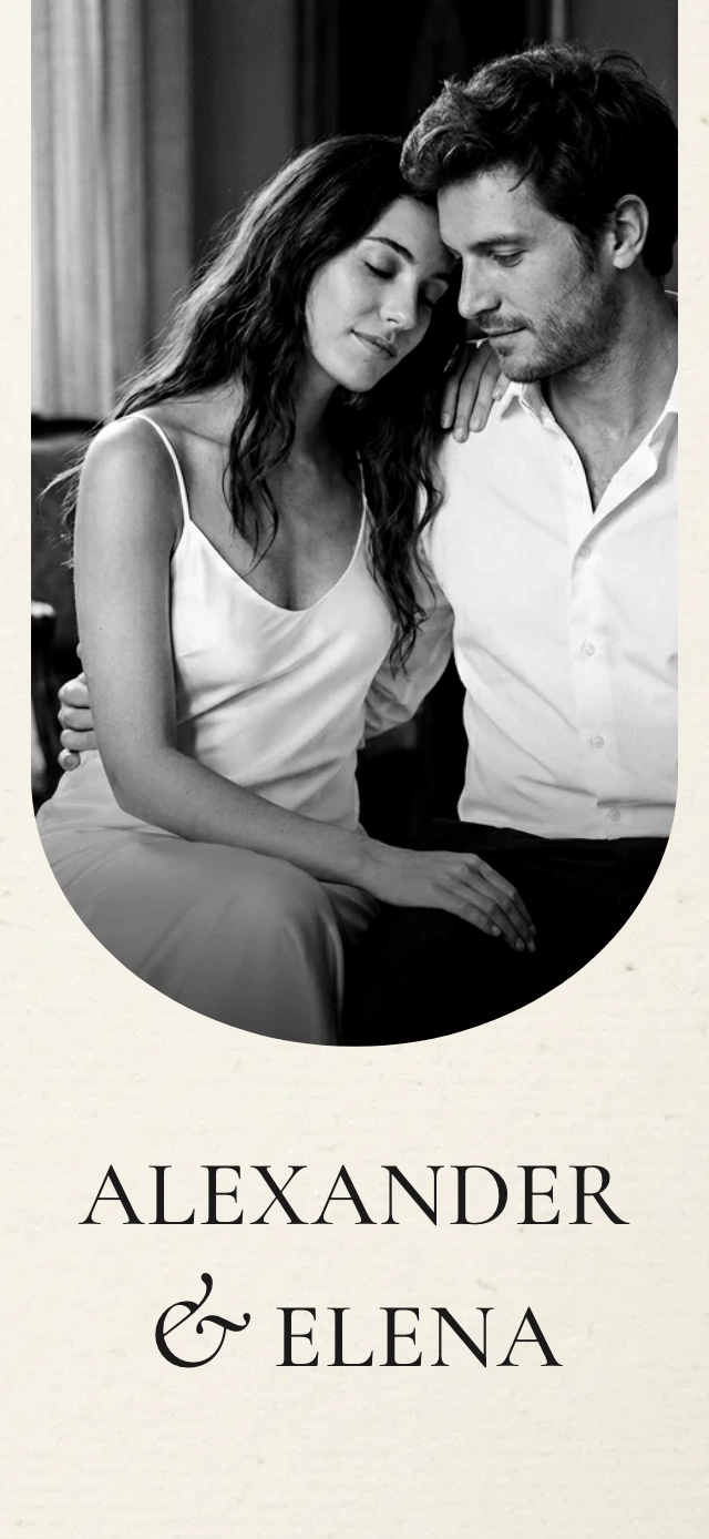 Black-and-White Rhapsody wedding website template