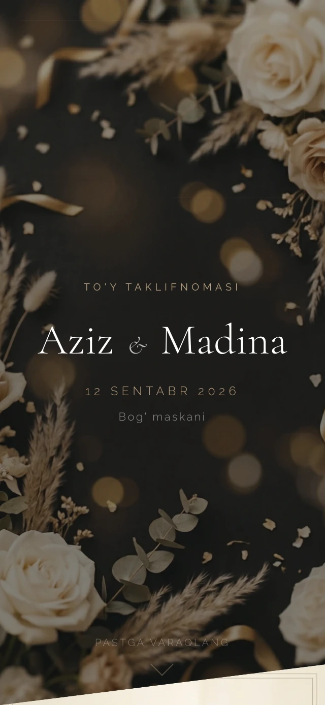 Zarhal ramka to'y sayti shabloni