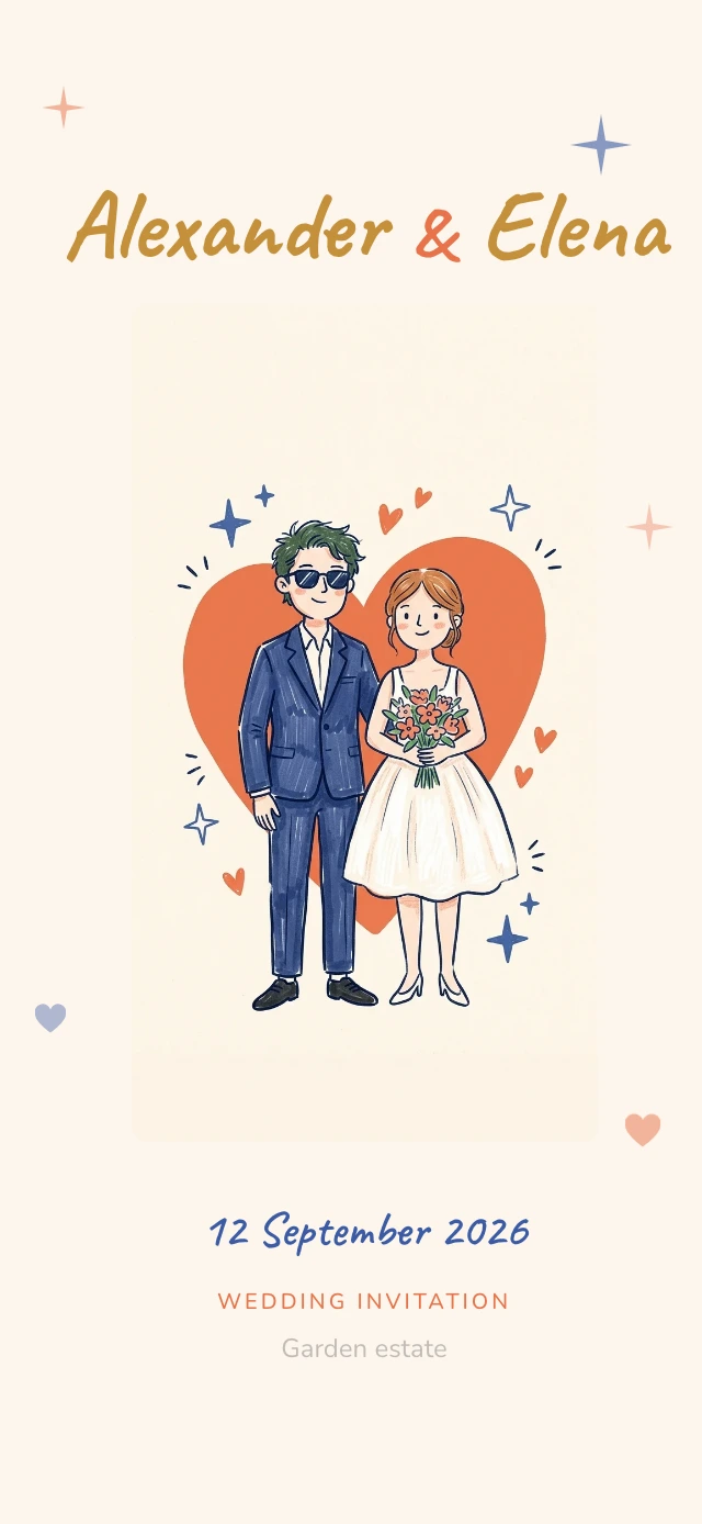 Playful Doodle wedding website template